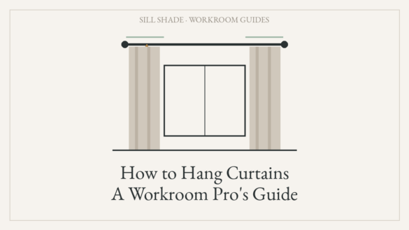 Diagram showing curtain rod mounted above the window frame with height and width arrows